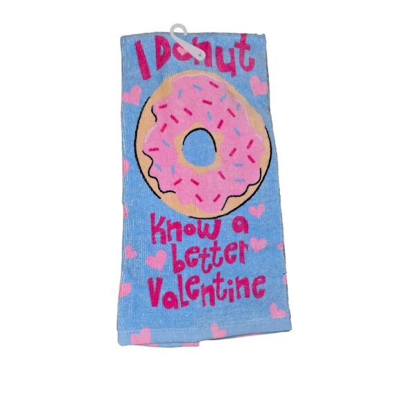 Pink Multi Color Towels Valentines Donut Heart Love Set of 5 - Picture 2 of 6